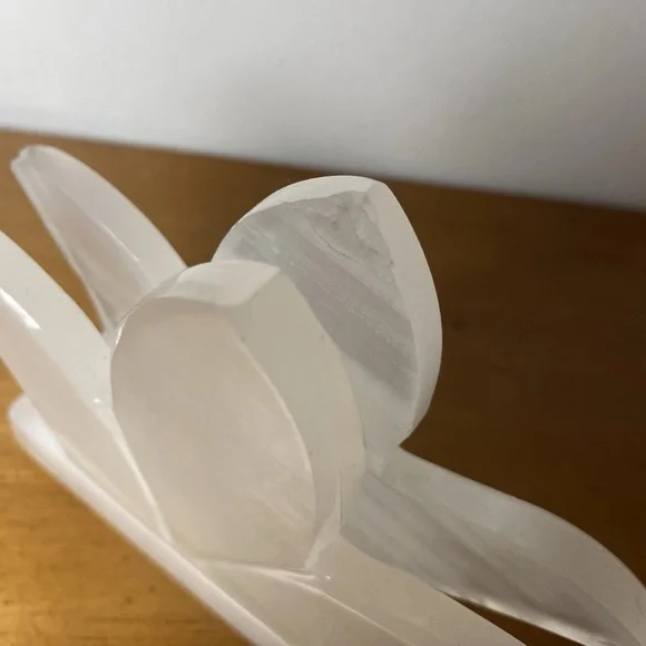 Lotus Letter Holder Onyx Marble Alabaster White Stone Hand Carved Office Vintage - Picture 3 of 5